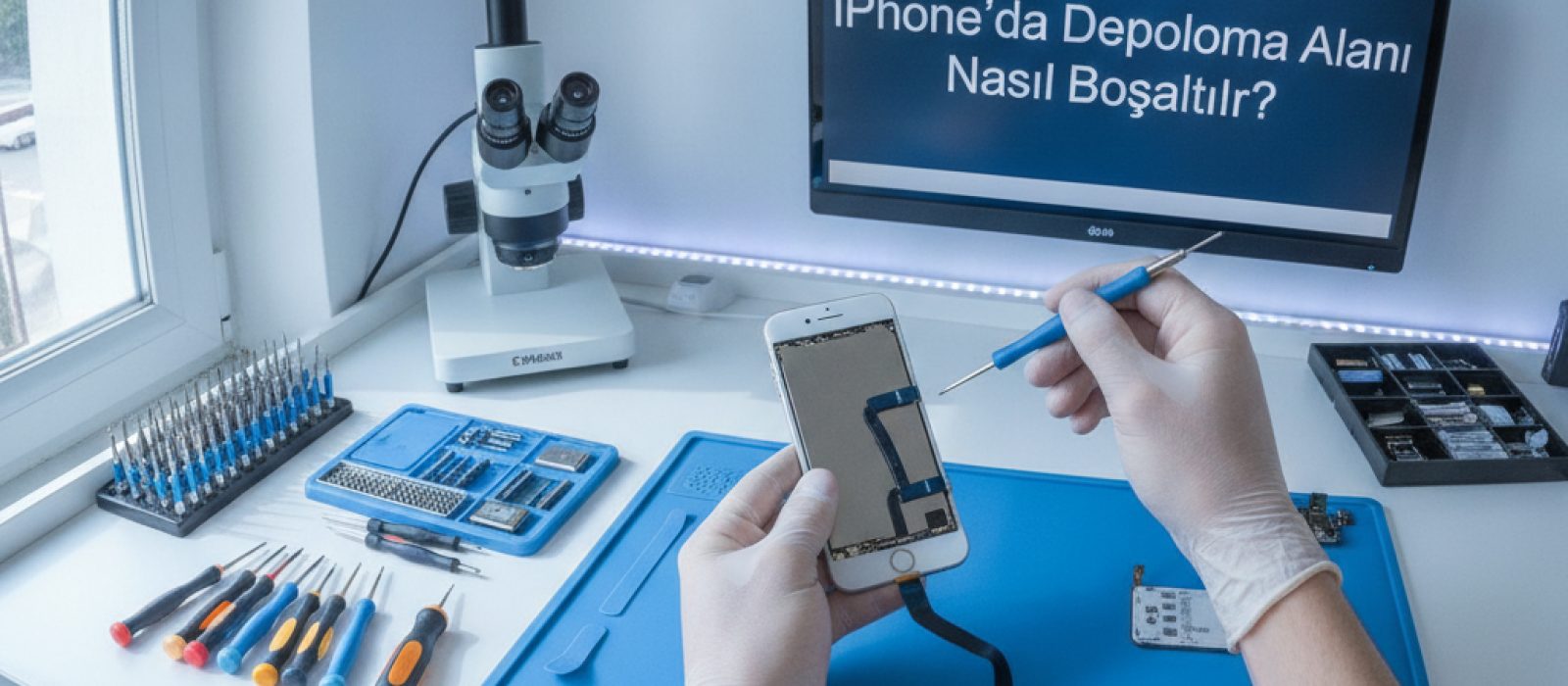 iPhone ekranında depolama alanı kullanımını gösteren grafik ve uygulama listesi