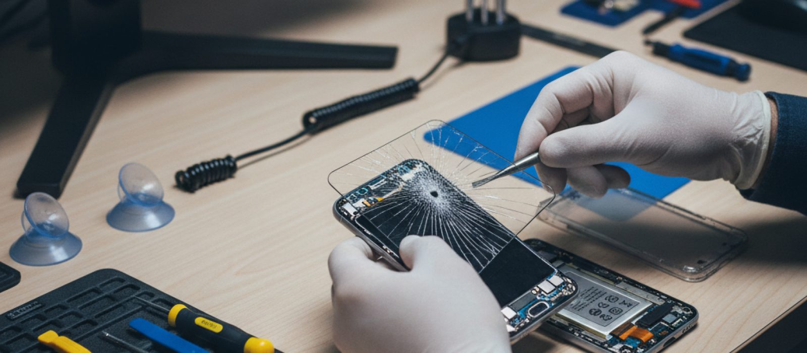 iPhone ve iPad'ler için farklı kılıf ve ekran koruyucu türlerini gösteren bir kompozisyon