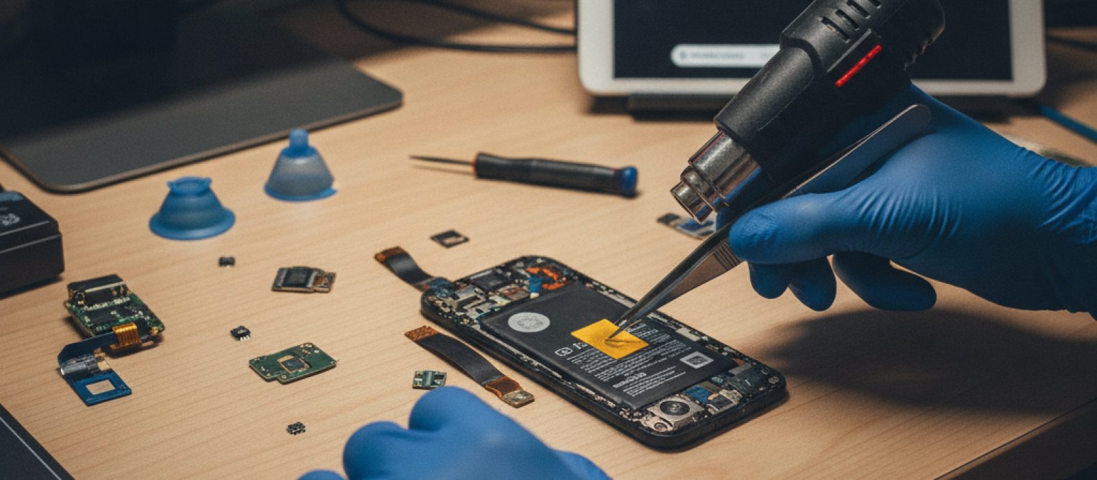 Sıcak bir yüzeyde duran, ekranında uyarı işareti olan bir iPhone