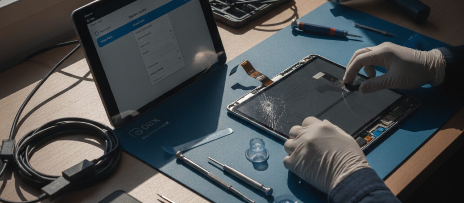 iPad'in harici bir monitöre bağlı olduğu ve genişletilmiş bir masaüstü gösteren bir görüntü
