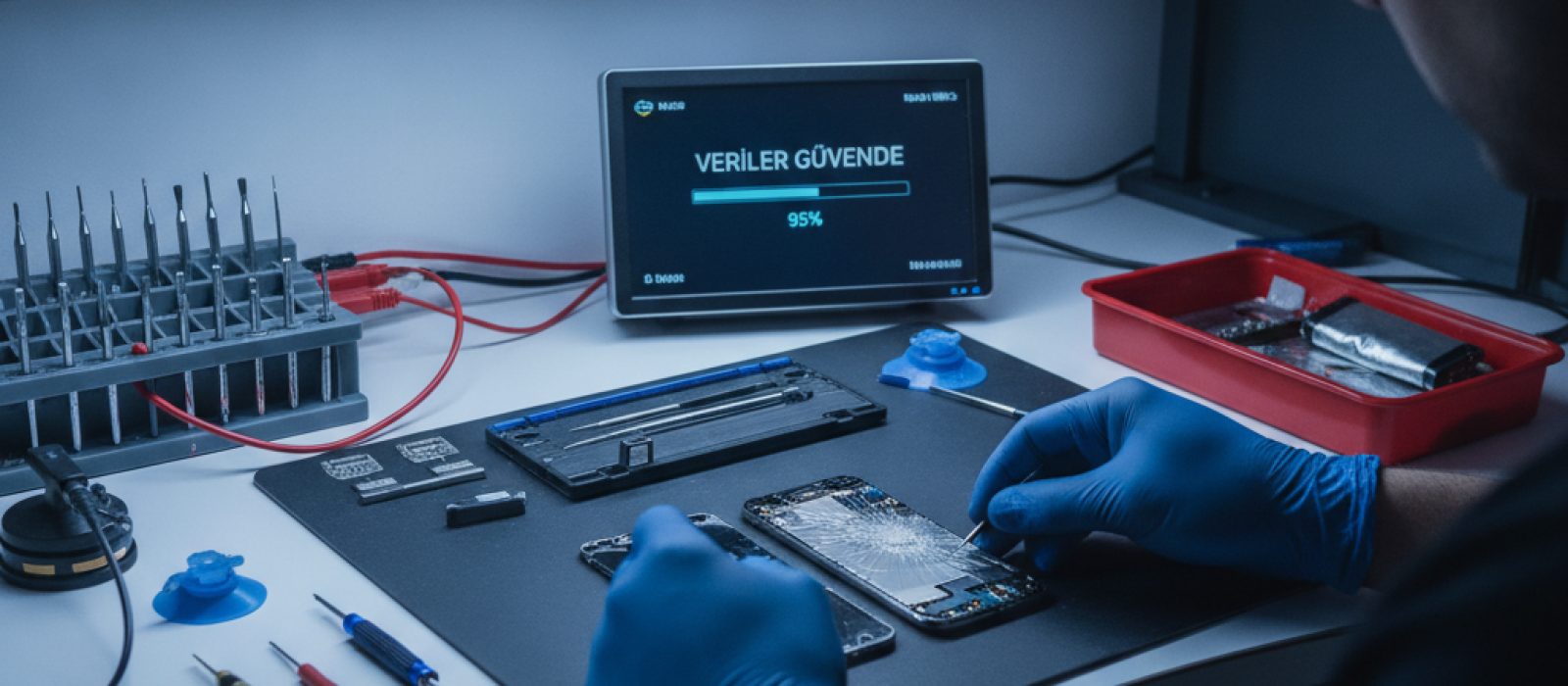 iPhone'un ekranı üzerinde kilit simgesi ve parmak izi sembolü, veri güvenliğini temsil ediyor