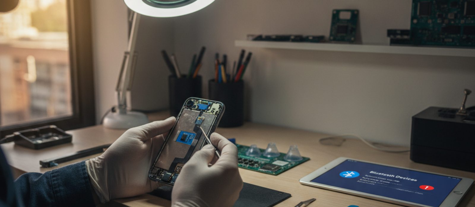 Bir iPhone'un Bluetooth menüsü açıkken, kablosuz kulaklık ikonunun yanındaki bağlantı sembolü