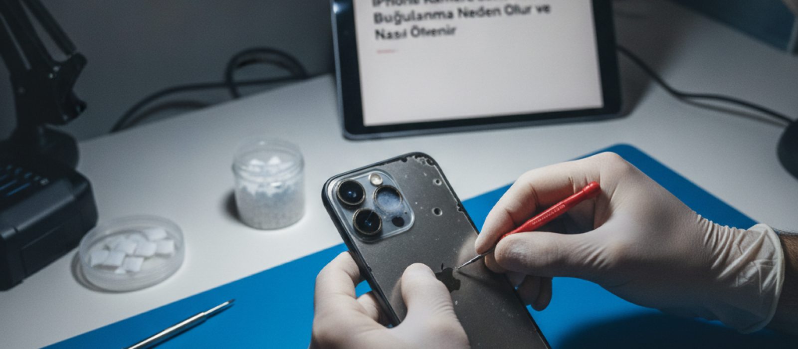 iPhone kamera lensinde oluşan buğu ve bulanık bir görüntü