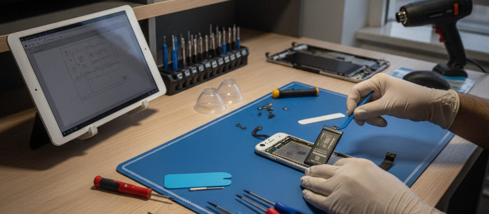 Apple cihazlarda garanti dışı bırakan durumları gösteren kırık ekranlı ve sıvı temaslı bir iPhone