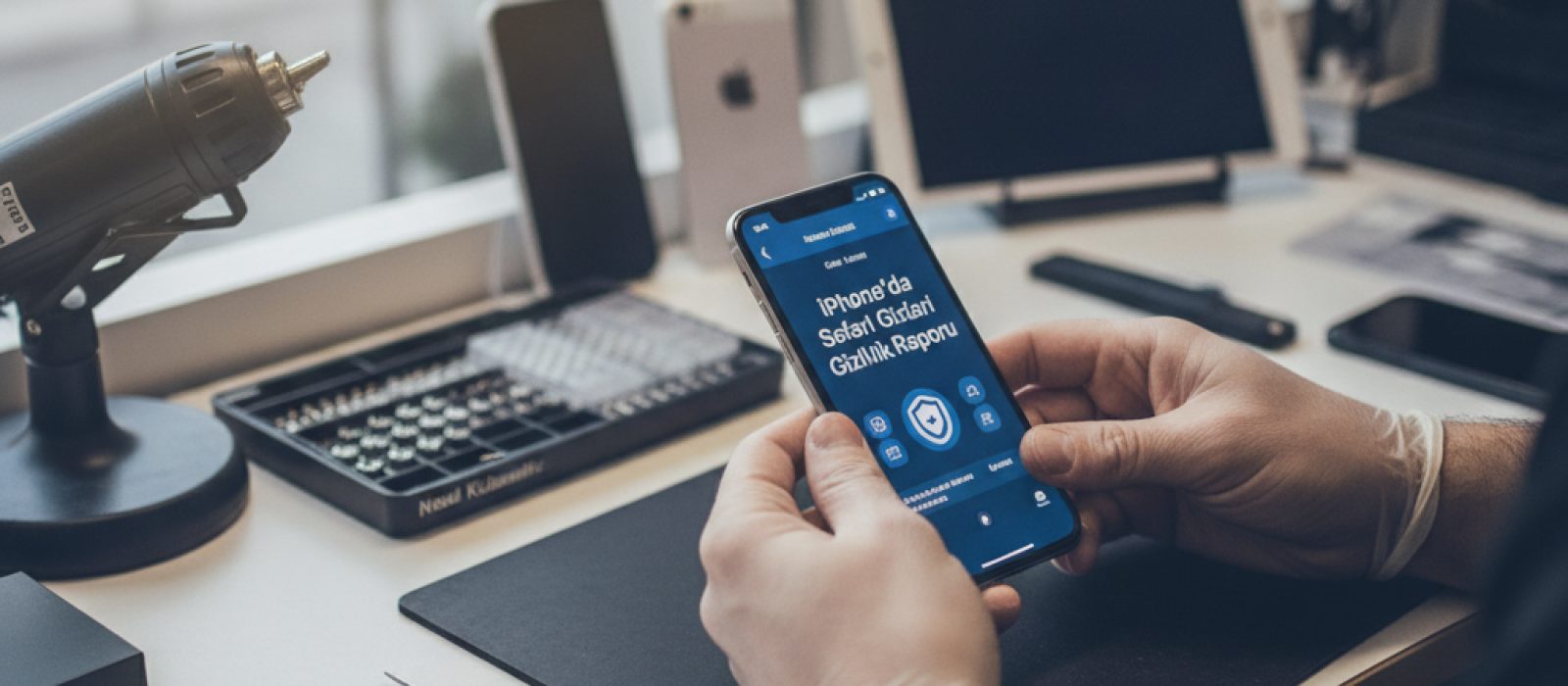 iPhone ekranında açık Safari Gizlilik Raporu, engellenen takipçileri gösteriyor
