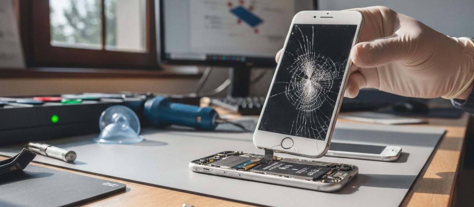 iPhone ekran değişimi sonrası yepyeni, parlak ve hasarsız bir ekranı gösteren yakın çekim