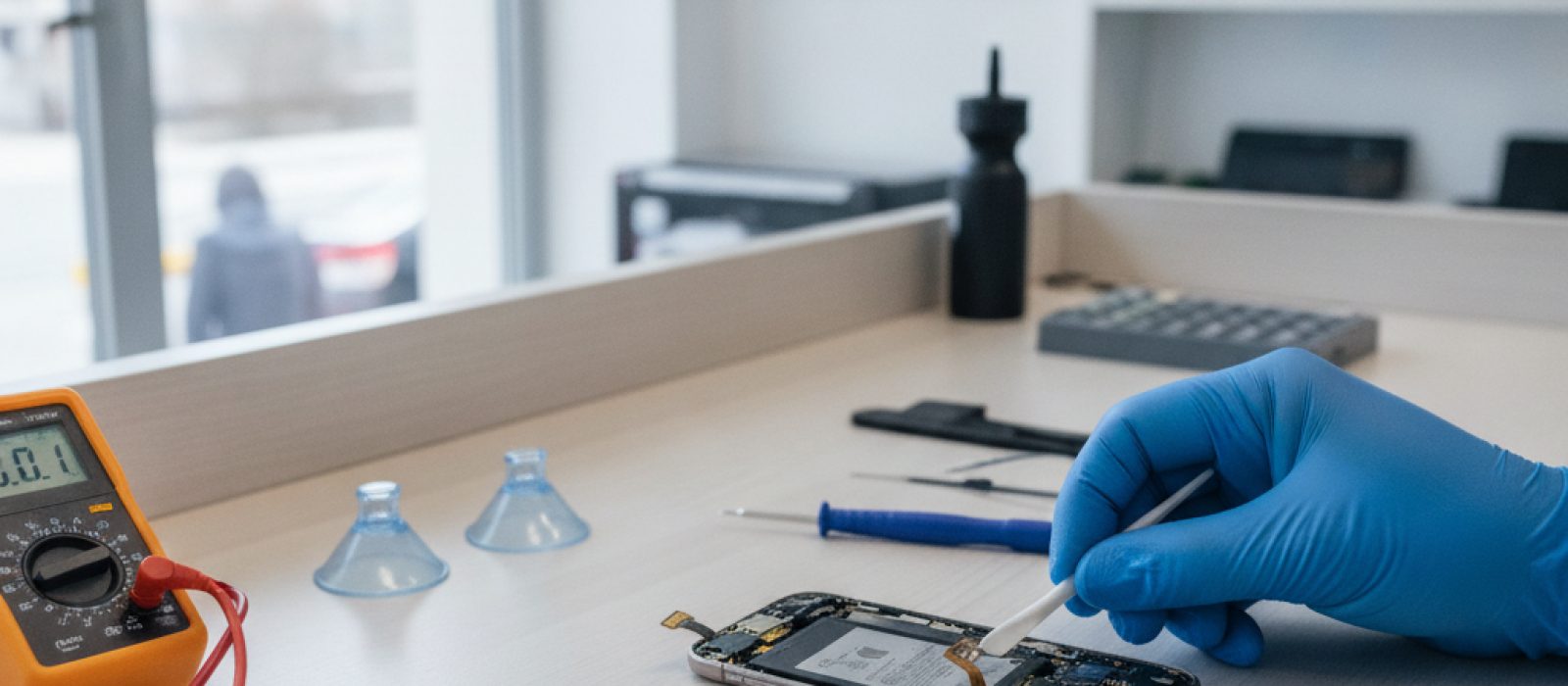 iPhone şarj kablosu ve adaptörü, şarj portuna takılırken, pil yüzdesi artmıyor sorununu gösteren bir görsel.