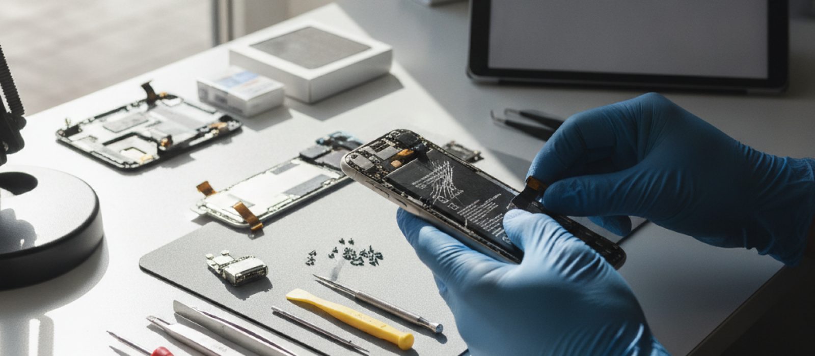 iPhone tamir garantisi belgesi ve onarım faturası detaylarını gösteren yakın çekim, dijital güvenlik temalı