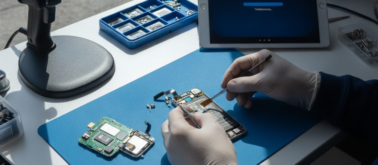 iPhone tamiri sırasında veri kaybı riskini gösteren simgesel görsel. Veri güvenliği konsepti.