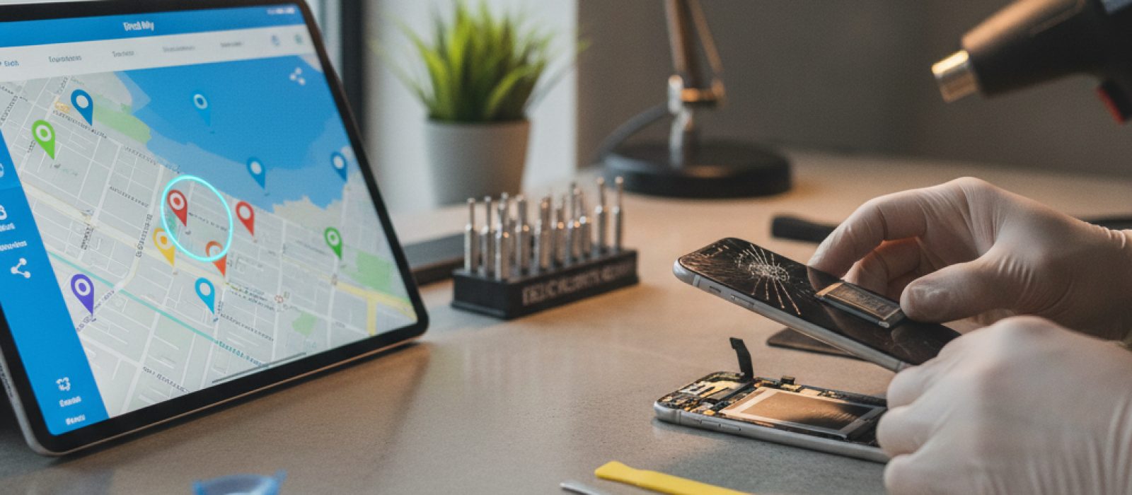 Find My uygulamasının harita ekranında farklı konum paylaşım seçeneklerini gösteren arayüz