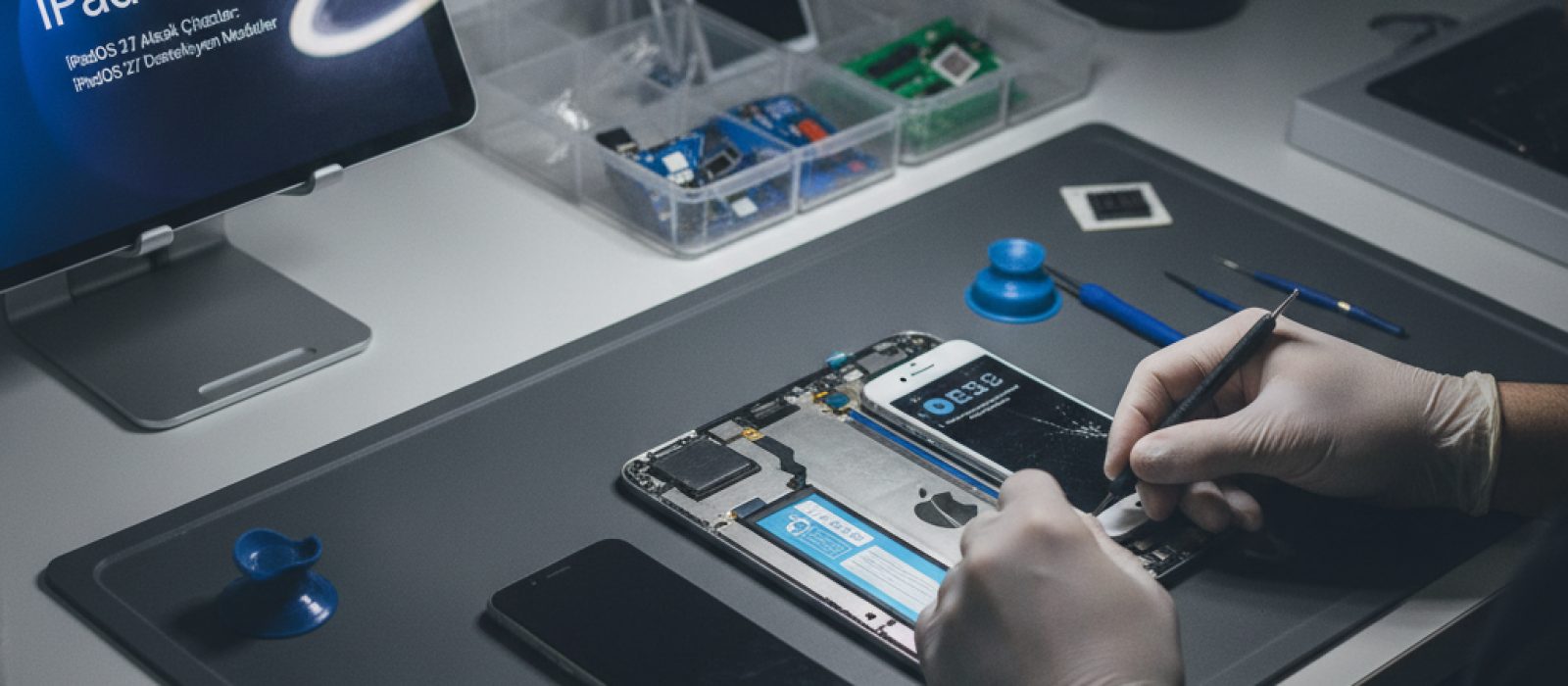 iPadOS 27 güncellemesini alacak iPad modellerini gösteren bir dizi iPad görseli