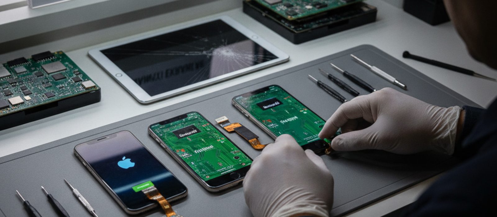 Orijinal ve yan sanayi iPhone/iPad ekranlarını karşılaştıran bir görsel
