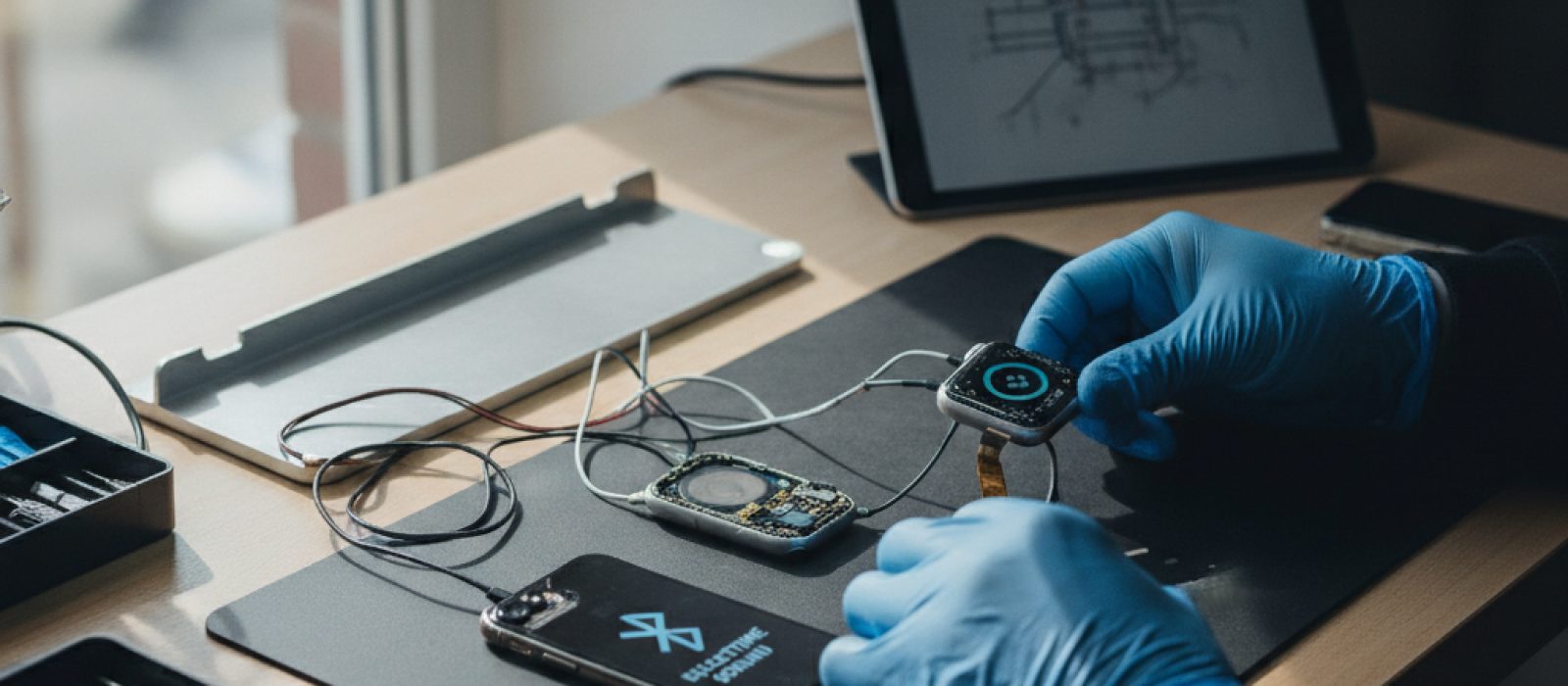 Apple Watch'u iPhone'a eşleştirmeye çalışan bir kullanıcının elinde iki cihazı tuttuğu yakın çekim görüntü, bağlantı sorunlar
