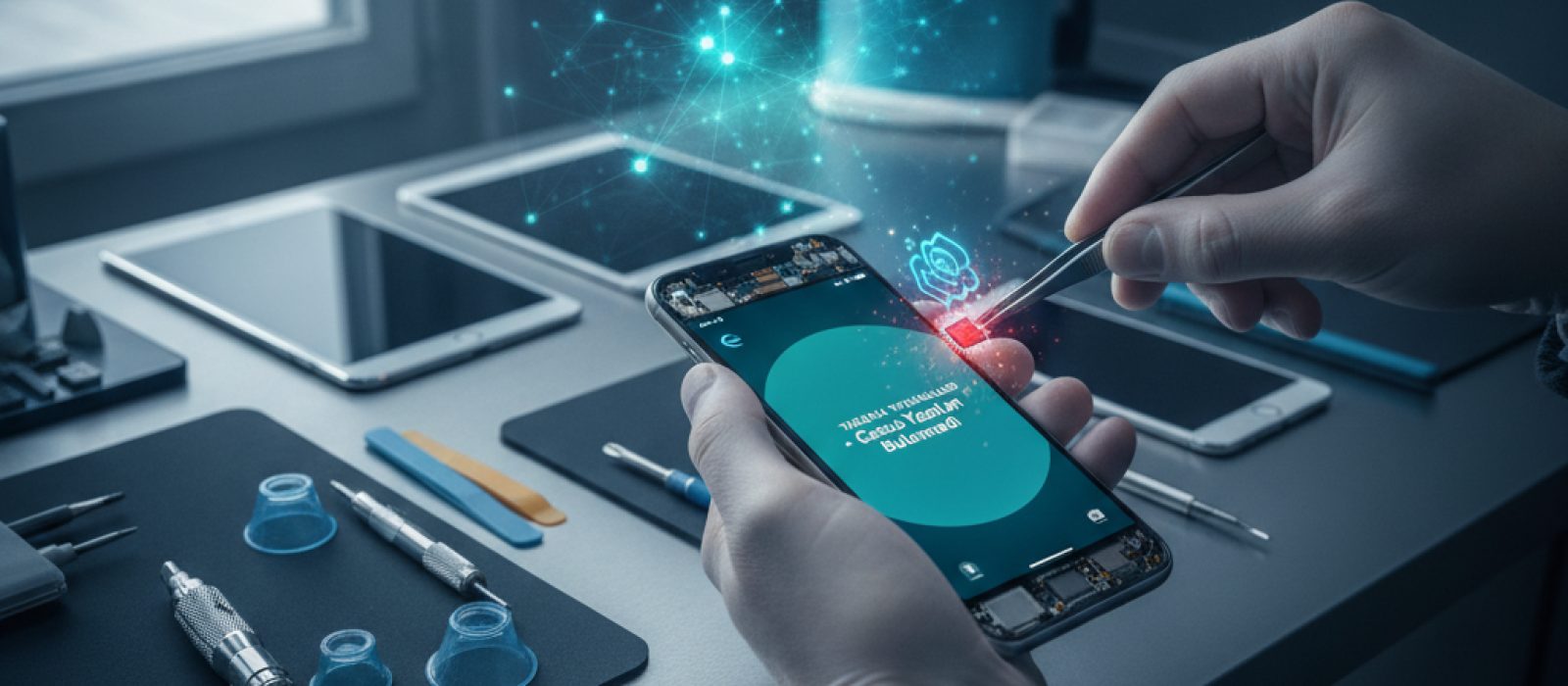 iPhone casus yazılım tespit ve temizleme adımlarını gösteren bir görsel