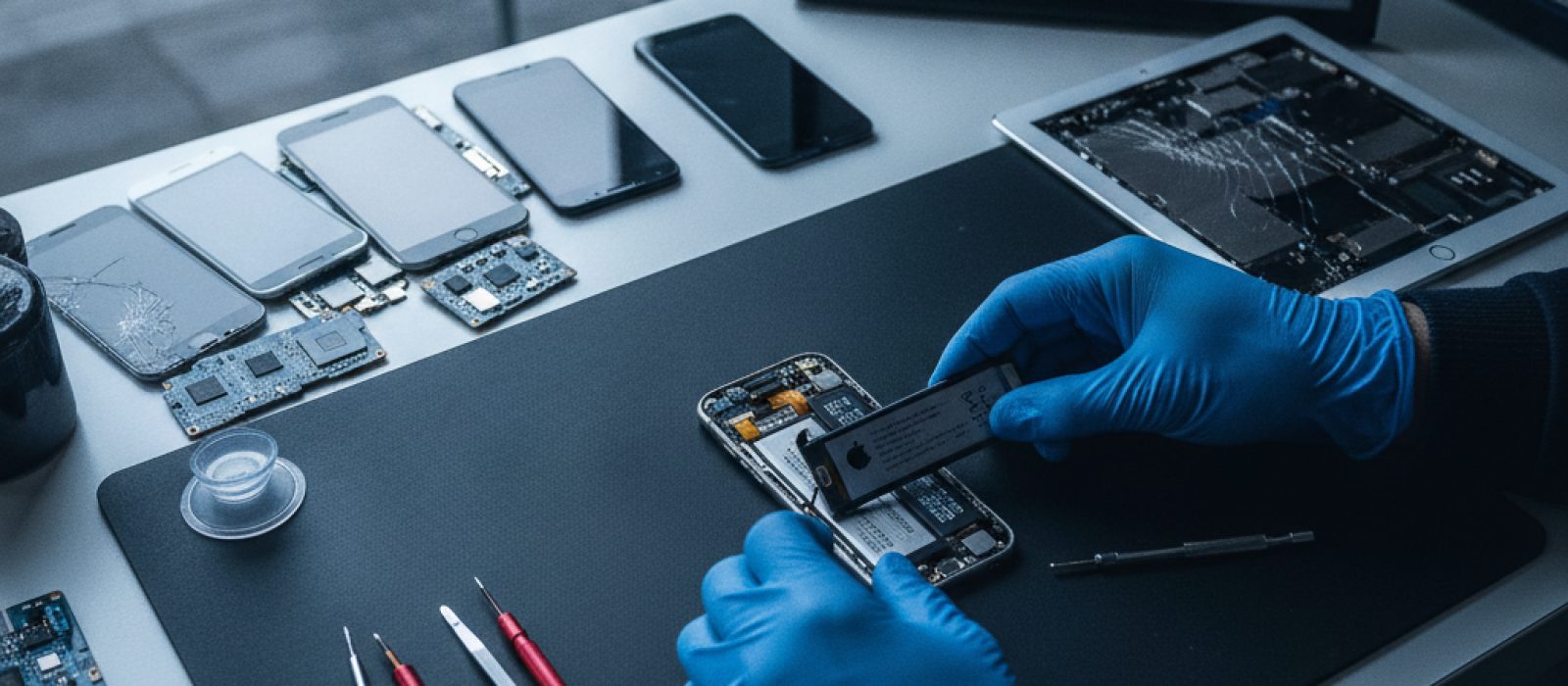 iPhone ve iPad'de orijinal parça kullanımının cihaz ömrüne etkisini gösteren bir illüstrasyon